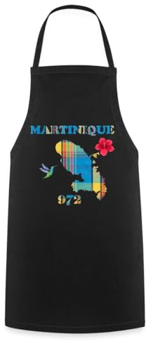 Spreadshirt Martinique 972 Carte Madras/Madinina/Martine/Madras/Antillais Tablier Cuisine, taille unique, noir