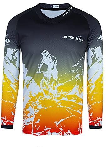 Kinder Radtrikot für Mountainbike Dirtbike Jungen Motocross Langarm Shirts Downhill Shirt Mädchen Fahrradfahren Biker Rennbekleidung Gelb/Schwarz Größe XL