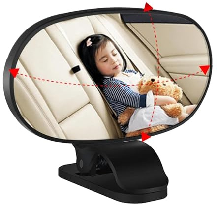 Espejo de Coche Infantil - Espejo Infantil Trasero Ajustable 360 ° 360 ° | Espejo de Seguridad en el Asiento Trasero Gran Angular y Probado con Crash, Antideslumbrante, Fácil Instalación