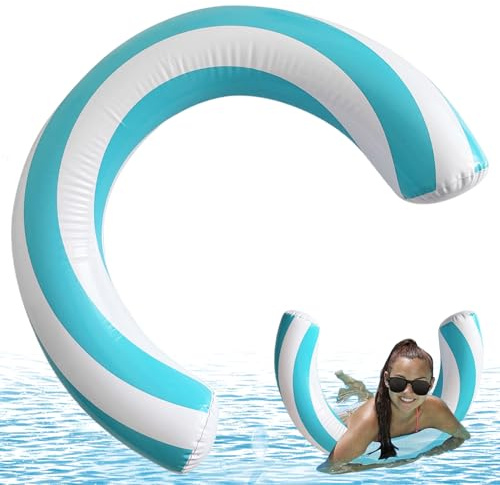 Pool Floats Adult, Pool Floats Curved Inflatable Portable & Lightweight Noodle Swimming for Ocean Lake Party, Blue