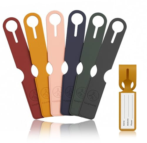 JYNXOR 6 Pcs Etiquetas Maletas Viaje, Luggage Tag, Identificador De Maletas, Etiqueta De Equipaje De Colores Llamativos Pu, Etiqueta De La Maleta Con Etiqueta Para Equipaje Facturado, Bolsos De Mano