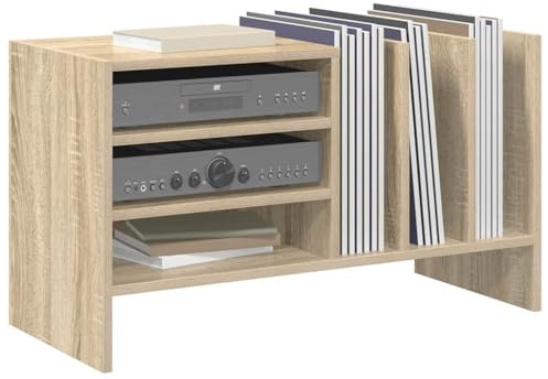 vidaXL Meuble à vinyles avec étagère Chêne Sonoma 78,5 x 35 x 45 cm, Rangement Moderne pour Salon, Meuble rectangulaire pour vinyles, Organisateur de médias et Magazines, déco Pratique