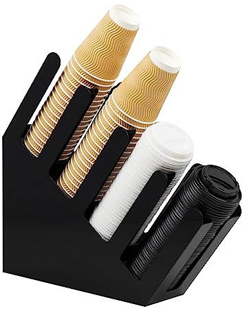 Mind Reader Cup and Lid Dispenser, Countertop Org, Coffee Bar, Beverage Cup, Kitchen, Breakroom, Black