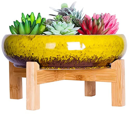ARTKETTY Vasi per piante grasse, vasi per piante di cactus di grandi dimensioni con drenaggio, vaso bonsai in ceramica per interni per il giardino e la casa