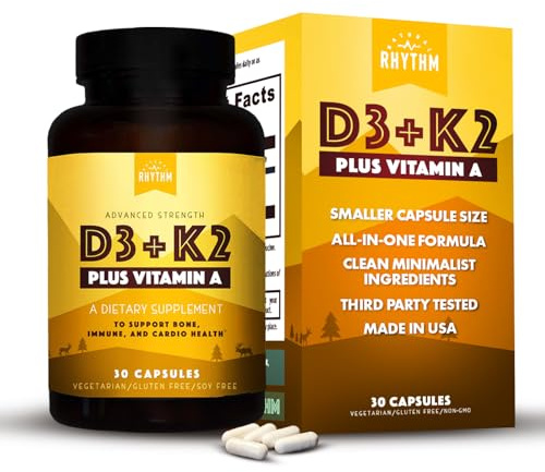 Natural Rhythm Vitamin D3 5000 IU with K2 MK-7 & Vitamin A, 30 Capsules