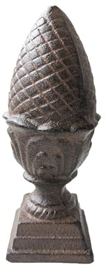 Dehner Figura Decorativa de Pino, diámetro de 8,8 cm, Altura de 22 cm, Hierro Fundido, Color marrón