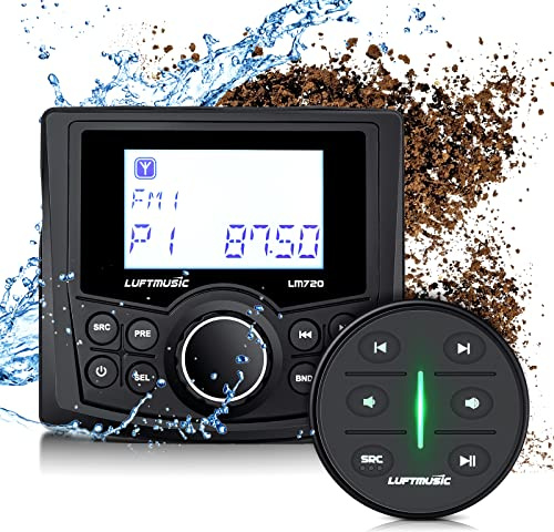 Marine Digital Media Receiver - Weatherproof Marine Stereo System with Wireless Remote - Built-in 3 Dot Matrix LCD Display, Amplifier, Bluetooth, Digital Media MP3 Player, AM/FM Radio