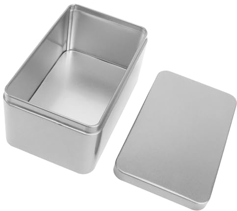 Rectangular Tinplate Storage Box for Tea Leaves, Candies, Small Items | 13.3x8.5x6.4cm Size, Silver Finish, Portable Design for Home Storage and Holiday Gift Use