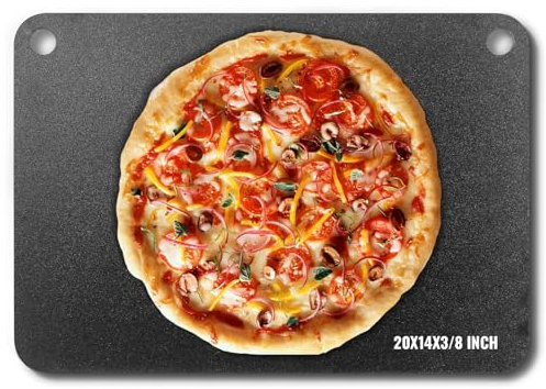 VEVOR Pizza Steel, 20 x 14 x 3/8 Plate for Oven, Pre-Seasoned Carbon Steel Baking Stone With Higher Conductivity, Heavy Duty Rustproof Pan for Outdoor Grill, Indoor Oven