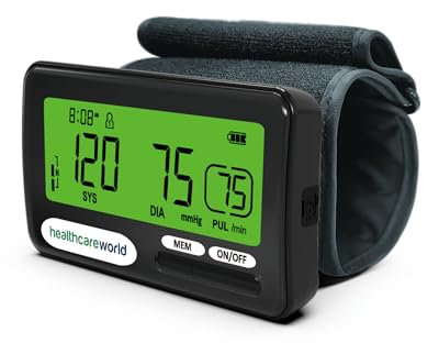 Healthcare World Upper Arm Blood Pressure Monitor Rechargeable for Home Use, Adjustable Cuff and LCD Bright Display for Seniors, 20 Memory Groups Auto Inflation Accurate Blood Pressure Monitor