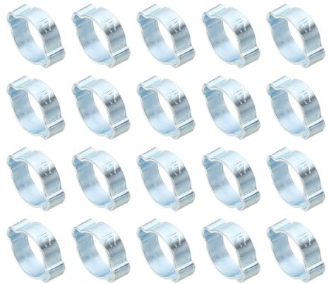 PATIKIL 20pz 14-17mm Fascette Stringitubo a Doppia Orecchio, Anello Crimpatura Acciaio Zincato per Tubo Carburante Benzina, Connessioni per Tubi, Tono Argento