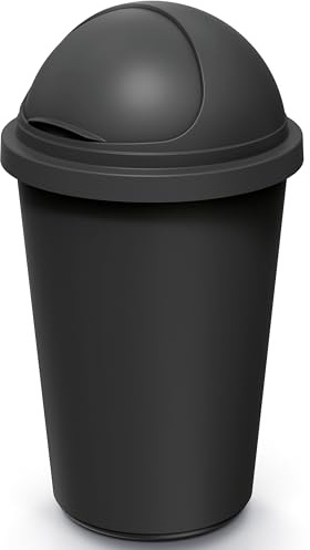 Keden® Cubo de basura de cocina de 50L con tapa deslizante, 100% plástico reciclado, cubo de basura de oficina, soporte para bolsas de basura, papelera, residuos orgánicos, bolsa amarilla, negro
