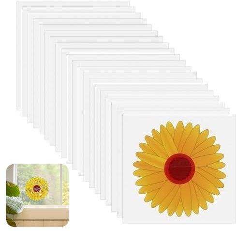 25PCS Window Fly Traps, Sunflower Style Window Fly Stickers, Fly Catcher Indoor, Fly Sticky Traps, Fruit Fly Trap Insect Flies Wasp Pest Killer, Sticky Window Insect Trap, Non-Toxic Adhesive, Home Use