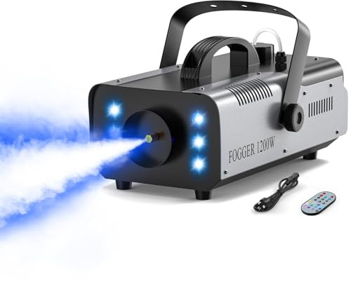1200W RGB Fog Machine, 6 Colorful LED Lights for Smoke Machine Indoor/Outdoor Use, Perfect for Parties, Weddings, and Stage Effects