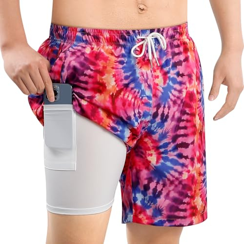 MASOCIO Bañador Hombre con Forro Compresión Bañador Hombre Natación Playa Surf Traje de Baño Estampado Secado Rápido