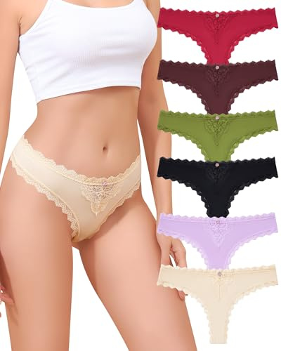 Aijolen String Tanga Femme sans Couture Invisible Culotte Taille Basse Seamless Slips Women Thong Underwear sous Vêtements Lot de 6