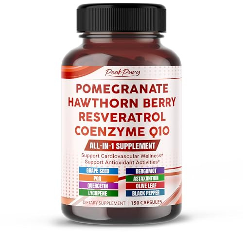 PEAKPURY Ultra Pomegranate, Hawthorn, Resveratrol & CoQ10 – All-in-1 Supplement for Heart Wellness, Antioxidant & Cellular Support – 150 Capsules
