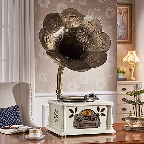 SGKOMN Tocadiscos, Mini Caja de Música Vintage Retro Estilo Clásico Fonógrafo Gramófono Forma Estéreo Sistema de Sonido con Altavoces