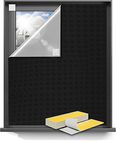 Sumobaby Blackout Curtains for Bedroom 72x70Portable Black Out Window Cover with Heat-Resistant Hook&Loop Tape,100% Blackout Shades No Drill Blinds for Windows DIY Cut Fit for Nursery,TV Room(Black)