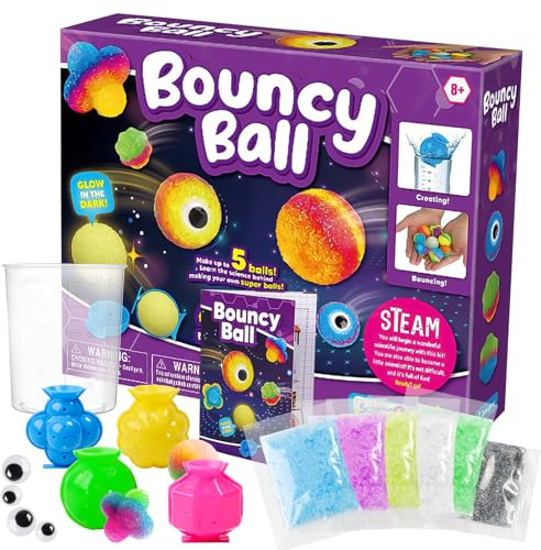 Flummi - Set fai da te per palline per bambini, fai da te, divertente scienza, colori vivaci, set di esperimenti per il compleanno dei bambini a partire dagli 8 anni in su