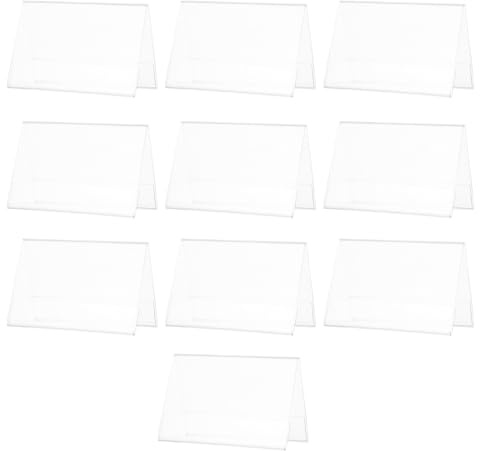 Healifty Porta Targhette da Tavolo in Acrilico Trasparente V-Shaped Set da 10 Pezzi 6X9 CM Espositore Doppia Faccia per Riunioni Conferenze e Banchetti Targhetta per Scrivania