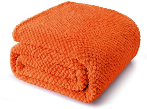 Whale Flotilla Plaid Couverture Polaire 220x240cm, Plaid Jeté de Canapé, Couverture Canape Lit Microfibre Confortable Chaud et Doux, Orange