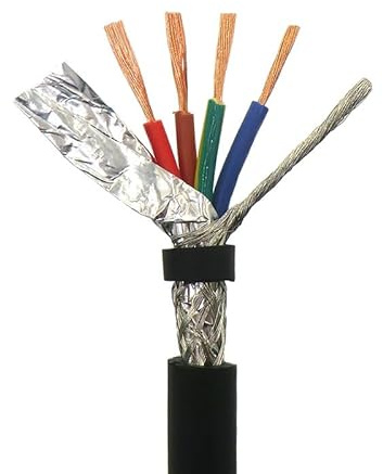 CHAOUYYZ 5 M Flexibel Skärmad Strömkabel 4 Kärnor, 0.5, 0.75, 1, 1.5, 2.5 Mm² Med Ren Syrefri Koppar Draglina/4 Core 2.5Mm2/5M