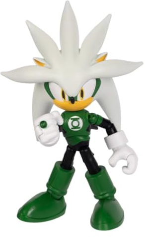 DC x Sonic – Silver como Linterna Verde 13 cm, Figura de acción, Licencia Oficial Jakks Pacific, Alta articulación y diseño detallado, Packaging para coleccionistas