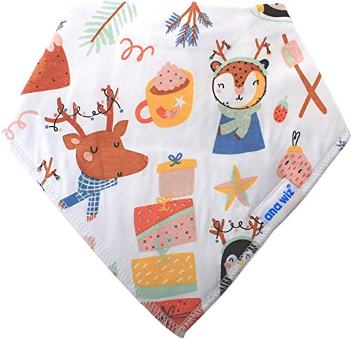 Premium baby bandana haklappar, 100 % ekologisk bomull, set med 5 unika mönster (festlig set)