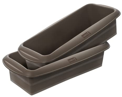 Lurch 585000 FlexiForm Lådform Set om 2/2 brödbakformar av 100% BPA-fri platinasilikon, 25 x 9 cm, brun