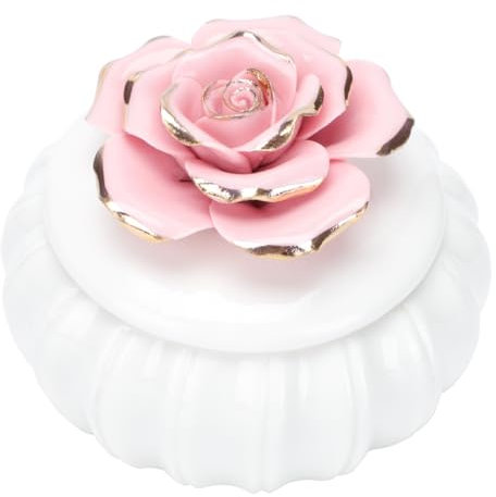 Cabilock Wattestäbchen Behälter Ing Rose Loser Tisch Jahrestag Buffet Keksbehälter Ring Mit Teller Behandeln Aufbewahrung Dekoration Deckel Kanister Handbedruckt Home Bonbonglas Mit Deckel