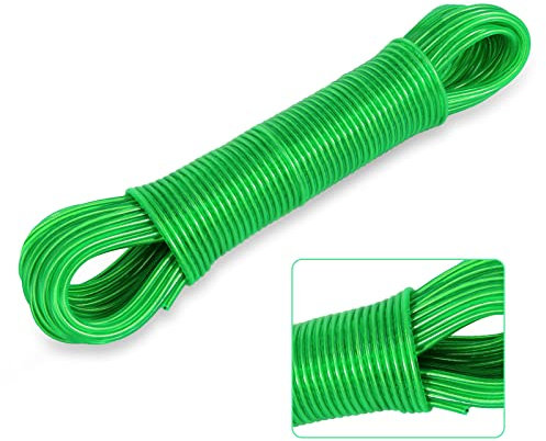 Wäscheleine, 30m Wäscheleine mit Stahlkern Outdoor Heavy Duty Extra Starke Wäscheleinen, Tragkraft von 120kg Rostfrei und Wasserdicht Wäschelseil für Haus und Camping