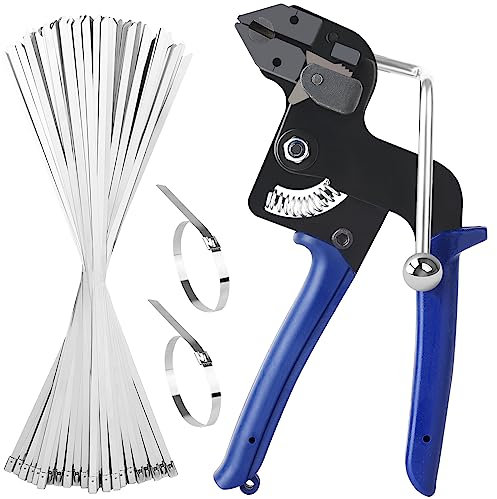 120-teiliges Edelstahl-Kabelbinder-Set mit 4,6 x 300 mm Edelstahl-Kabelbindern und Kabelpistole zum selbstschließenden Befestigen und Schneiden von bis zu 12 mm Breite