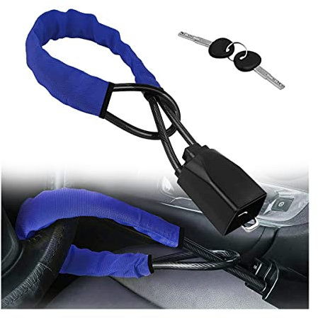 CGEAMDY Ceinture de Verrouillage du Volant, Ajustement Antivol De Voitures, Antivol de Volant Voiture pour la Sécurité Voiture, Dispositif de Voitures Ajustement Convient à Plupart(Bleu)