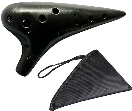 12 Löcher Okarina, Ocarinas Keramik, Keramik Alto C, Ocarina aus Kunststoff, für Anfänger, Einfaches Instrument, Schwarz, 17.5 x 9.5 cm, Mit 1 Schwarzer Aufbewahrungsbeutel