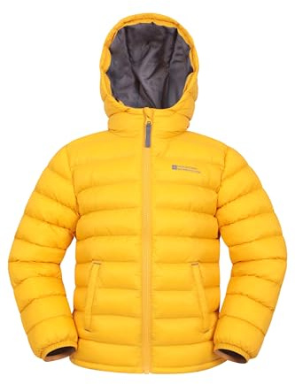 Mountain Warehouse Seasons Steppjacke für Kinder - Ultraleichte, warme, wasserdichte Steppjacke. Jungen & Mädchen Jacke mit Kapuze & Reißverschluss - Frühling, Sommer Senf Kinder 152 EU (11-12 Jahre)