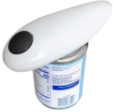 Handy Gourmet Safety Can Opener - Touch-Activated Electric Opener Leaves No Sharp Edges - Battery-Operated (2 AA) Portable Kitchen Tool for Easy Canning