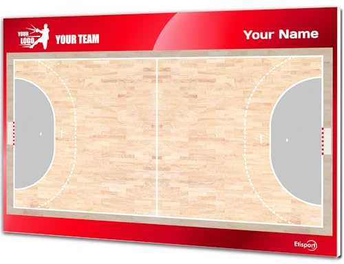 ETISPORT Lavagna Tattica per Pallamano. Personalizzata con Nome, Logo o Club. Doppia Faccia, Pennarelli Cancellabili a Secco. 35 x 24 cm