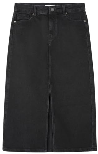 Springfield Falda Vaquera Midi con Abertura en el bajo, Negro Estandar, 38 para Mujer