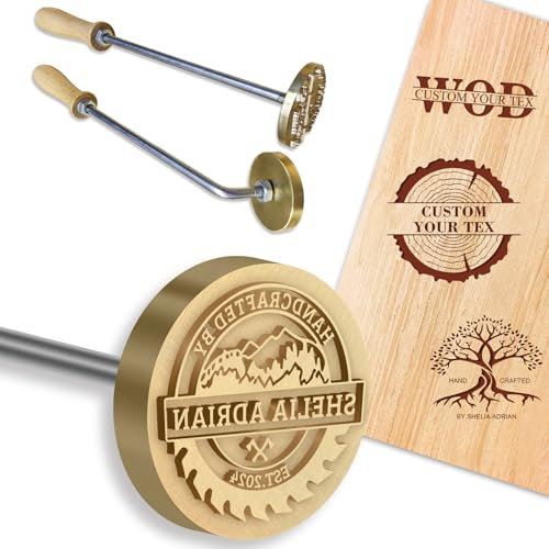 Brennstempel für Holz Eigenes Logo Personalisiertes Metall-Brandeisen für Leder Holz Backen Geschenke für Handgefertigte Designer-Hochzeitsparty–Mehrere Größen optional