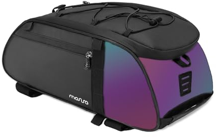 MOSISO Bike Rack Bag with Dazzle Tail, Waterproof Bicycle Rear Rack Trunk Bag, Mountain Bike Rear Seat Handbag Bicycle Storage Saddle Shoulder Pouch Cycling Luggage Pouch with Shoulder Strap, Black
