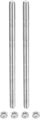 sourcing map 2Pack M14 x 250mm Fully Threaded Rod with 4 Pack Hex Nuts, 2mm Thread Pitch 304 Stainless Steel Right Hand Threaded Rods Bar Studs