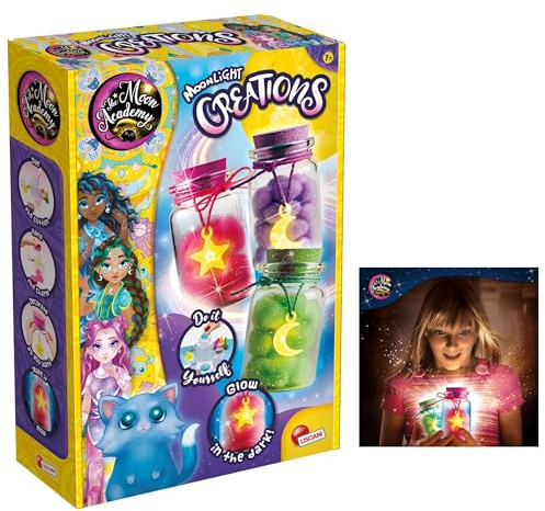 Lisciani - Moon Academy - Moonlight Creations - Kit DIY Pots Lumineux pour Enfants dès 8 Ans - Coffret Créatif - Activité Manuelle - Loisirs Créatifs - Idée Cadeau Anniversaire