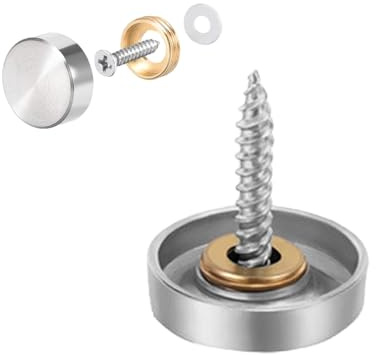 16mm Mirror Nails Screw Covers Caps, Stainless Steel Mirror Screws Decorative Caps Cover Nails for Mirrors, Furniture Fittings, Bath Plates, Tables, Wardrobes, Glass