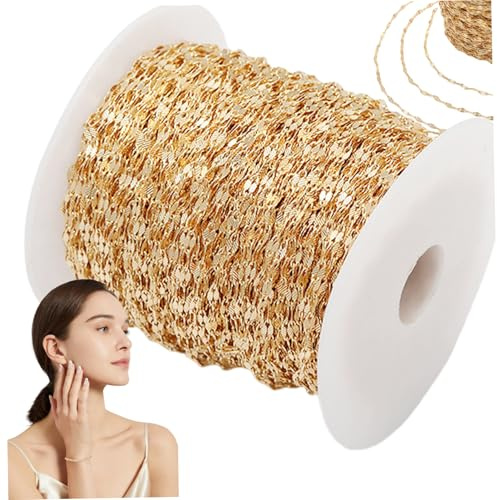 Guldfylld kedja 6,6 fot 0,25 mm 14 K guldkedja för smyckestillverkning utsökt pläterad oavslutad fylld bulk för gör-det-själv halsband armband hänge tillbehör