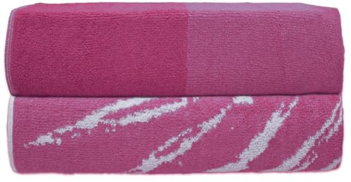 SweetNeedle Topical Palm Beach Towels for Adults Pack of 2 - Pink Paradise - 100% Cotton Terry Ringspun Hotel Pool Bath Towel, Quick Dry, Low Lint, Super Absorbent Swim large towel, 76 x 152 cm