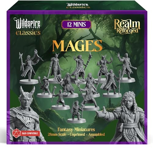 Mages Set - Wizards, Warlocks, Sorcerers - Hero, Player-Characters, NPC for DND Miniatures Bulk I 28mm Dungeon Dragons D&D Miniatures I DND Minis D&D Figures I Pathfinder, Daggerheart, Realm Reforged
