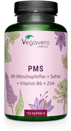 PMS – Benessere Premestruale | Unico: formula con Zafferano, Agnocasto, Melissa, Vitamine e Minerali | 120 capsule | Equilibrio Ormonale Femminile + Umore | Senza Ormoni e Vegano | Vegavero