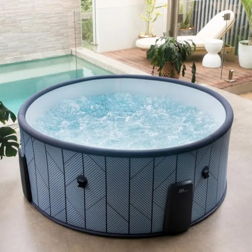 MSpa Whirlpool Tidal 173 x 173 x 65 cm – Hinchable para 6 Personas con 138 chorros de Aire y 3 chorros de hidromasaje, calefacción PTC, desinfección UVC+, Control de aplicación, Material Rhino