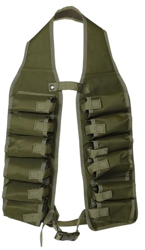 Angoily Ceinture Porte-bières 12 Canettes en Toile Résistante, Réglable et Polyvalente, Gilet Porte-Boissons Vert pour Camping, Randonnée et Festivals, Accessoire Pratique pour Boissons